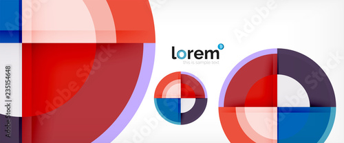 Free Download Modern geometric circles abstract background, colorful round shapes with shadow effects - GFXLoad