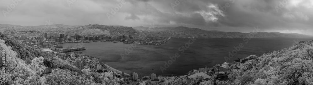 Infrared view of Wellington aerial skyline, New Zealand Infrared view of Wellington aerial skyline, New Zealand