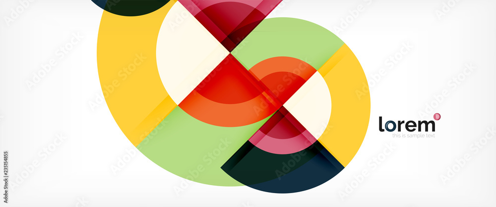 Modern geometric circles abstract background, colorful round shapes with shadow effects Modern geometric circles abstract background, colorful round shapes with shadow effects