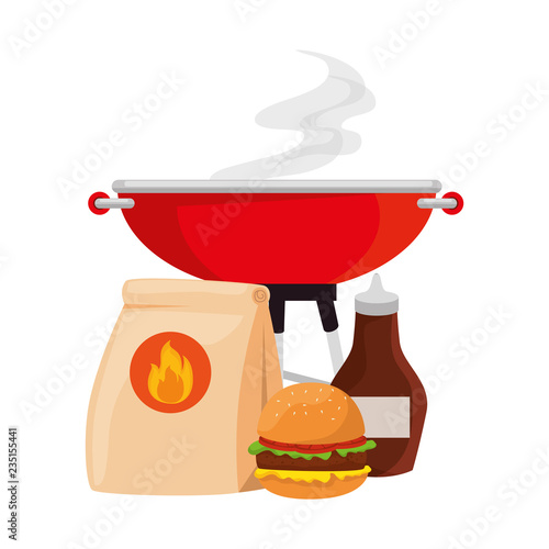 bbq grill oven with burger and sauce
