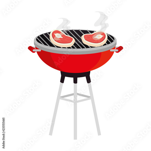 bbq grill with meat beef