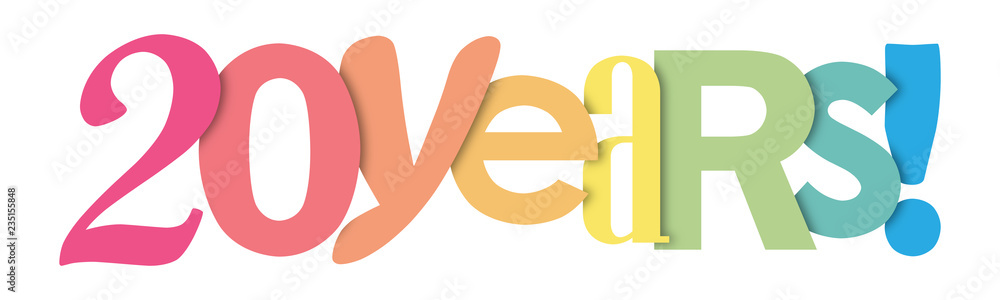 20 YEARS colorful overlapping letters icon 20 YEARS colorful overlapping letters icon