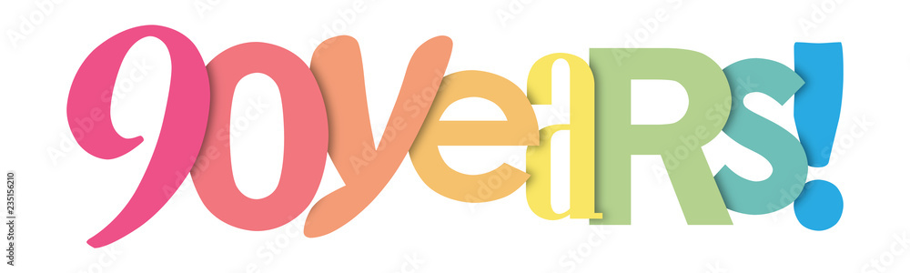 90 YEARS colorful overlapping letters icon 90 YEARS colorful overlapping letters icon