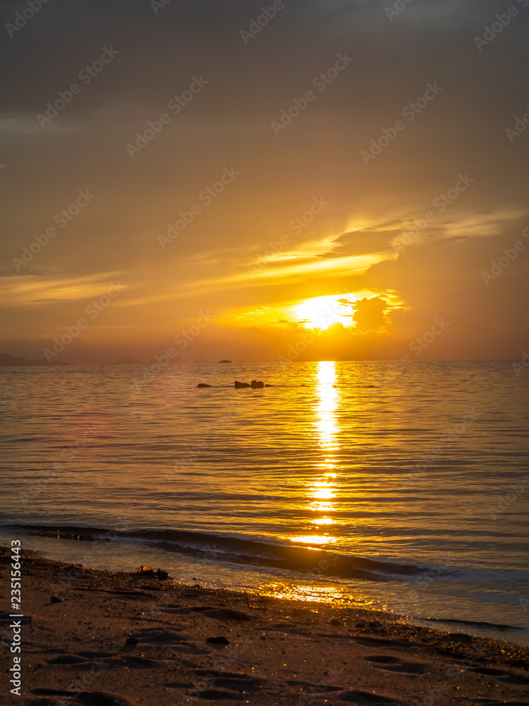 Seascape view under twilight evening sky Seascape view under twilight evening sky