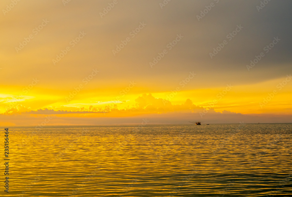 Seascape view under twilight evening sky Seascape view under twilight evening sky
