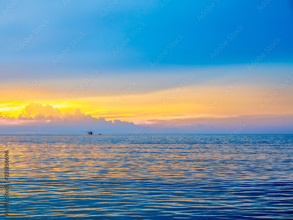 Seascape view under twilight evening sky Seascape view under twilight evening sky