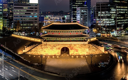 Namdaemun gate in night at seoul south Korea 