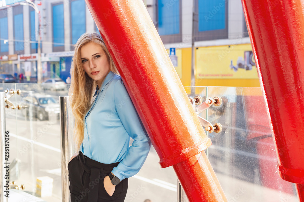 Modern young woman in a big city Modern young woman in a big city