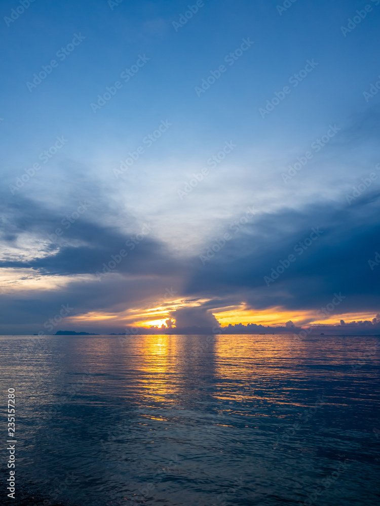 Seascape view under twilight evening sky Seascape view under twilight evening sky