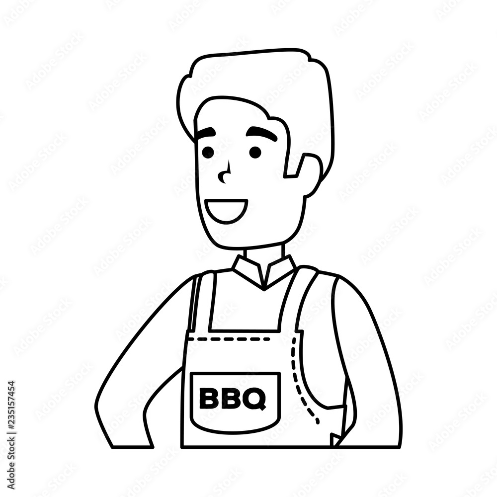 man with bbq apron character man with bbq apron character