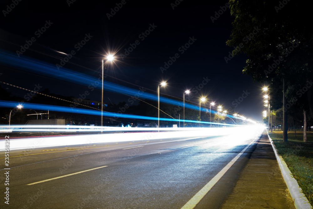 Light trails on highway