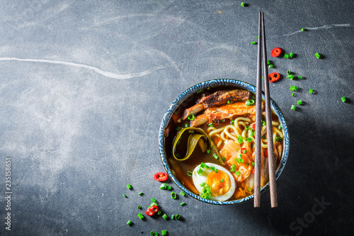 Top view of Kimchi soup wit...
