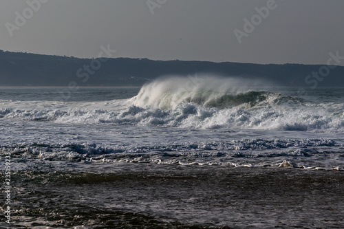 Atlantic ocean wave next to Nazare, Portugal.