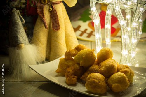 Close up of a Traditional Christmas Italian Food Called Pettole photo