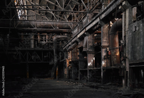Dilapidated conditions of the old abandoned factory.