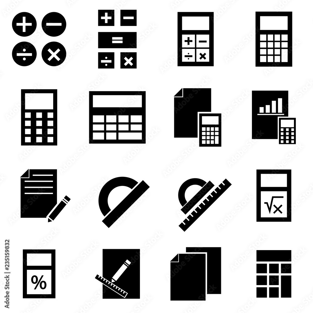 Simple set of calculation related vector icons for your design