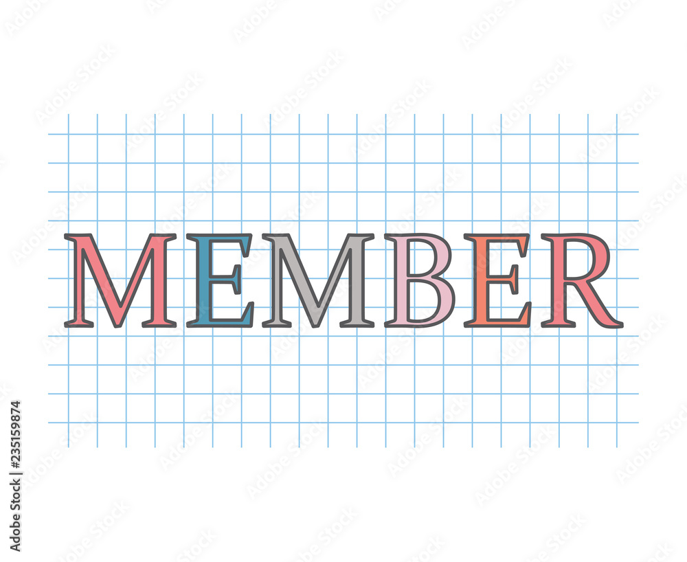 member word on checkered paper texture- vector illustration
