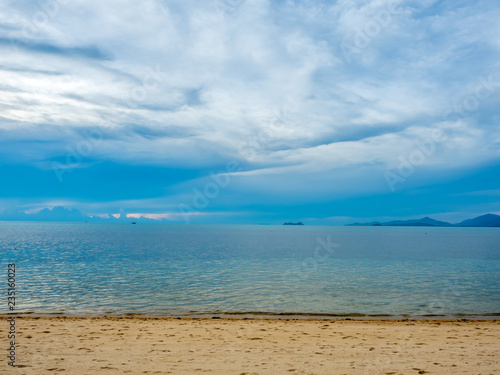 Seascape view under twilight evening sky