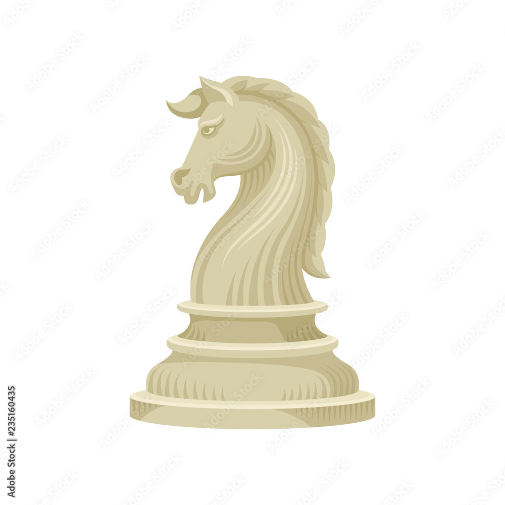 Flat Vector Icon of Chess Piece - Knight Horse in Beige Color. Wooden  Figurine of Board Game Stock Vector - Illustration of leisure, play:  132354298