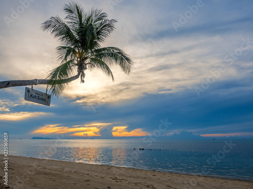 Seascape view under twilight evening sky