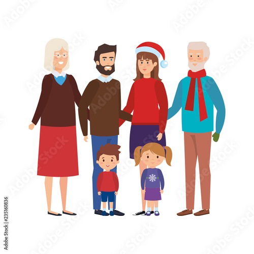 family members with winter clothes
