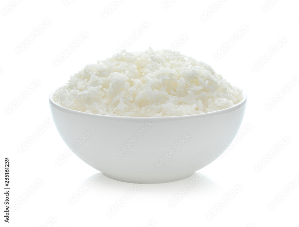 rice in bowl isolated on white background. rice in bowl isolated on white background.