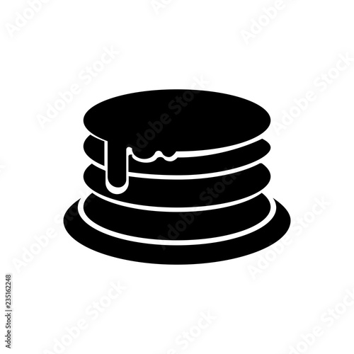 Breakfast pancakes with syrup and butter on a plate flat vector icon for food apps and websites