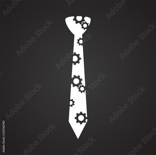 Trendy cute tie on black background icon