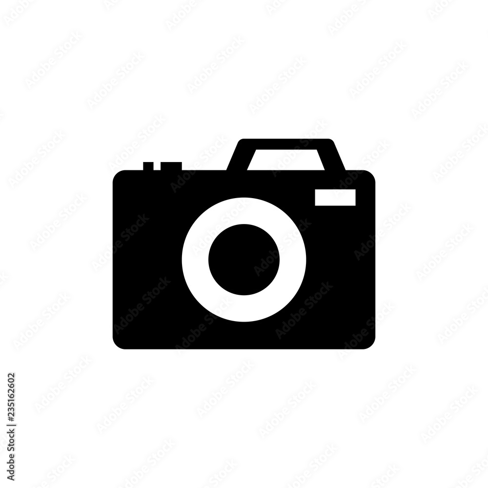 Camera icon, flat photo camera vector isolated. Modern simple snapshot photography sign. Instant Photo internet concept. Trendy symbol for website design, web button, mobile app. Logo illustration