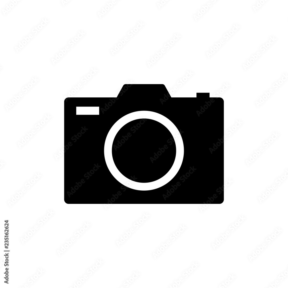 Camera icon, flat photo camera vector isolated. Modern simple snapshot photography sign. Instant Photo internet concept.