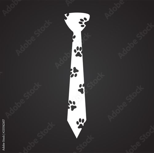 Trendy cute tie on black background icon