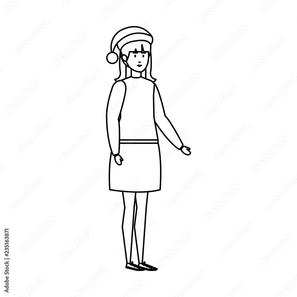 woman with christmas sweater and hat woman with christmas sweater and hat
