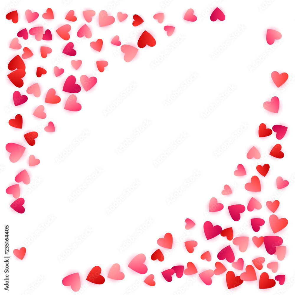 Red flying hearts bright love passion background.
