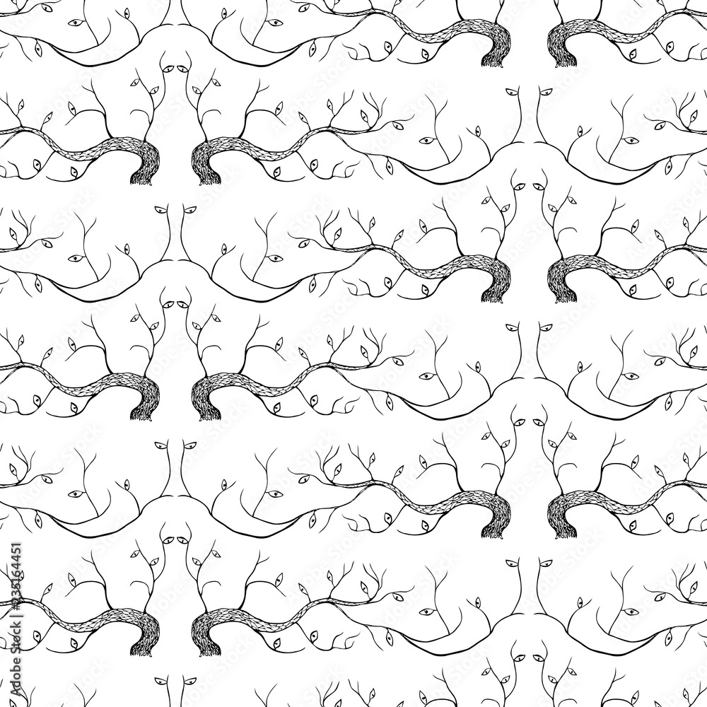 Seamless pattern of decorative plants Seamless pattern of decorative plants