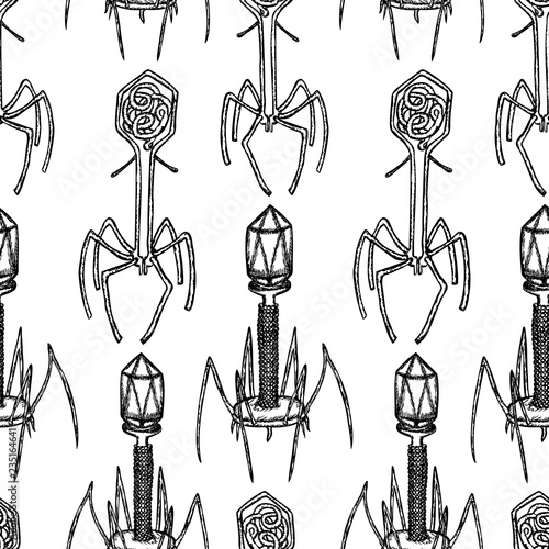 Seamless pattern of various viruses bacteriophage