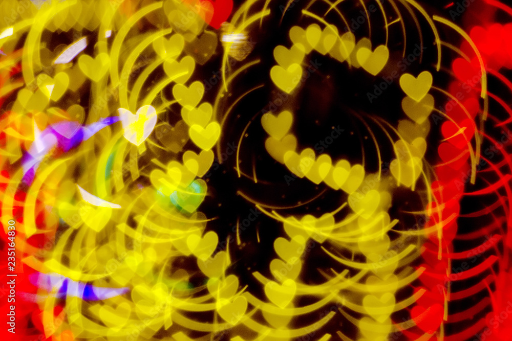 Obraz premium Hearts shape Christmas light bokeh background
