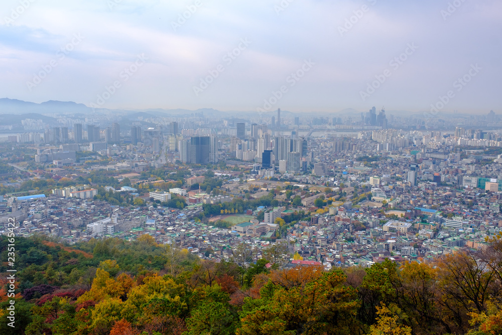 aerial view of Seoul city in Korea