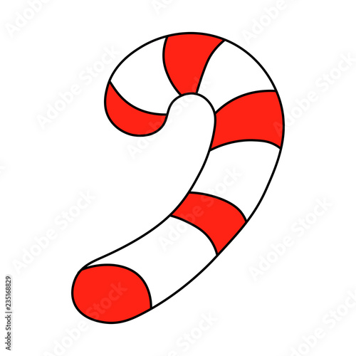 Candy Cane.karamel isolated on a white background. Christmas candy red white color, traditional sweet. festive holiday.