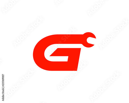 Letter G with wrench logo, Industrial, repair, tools, service and maintenance logo for corporate identity