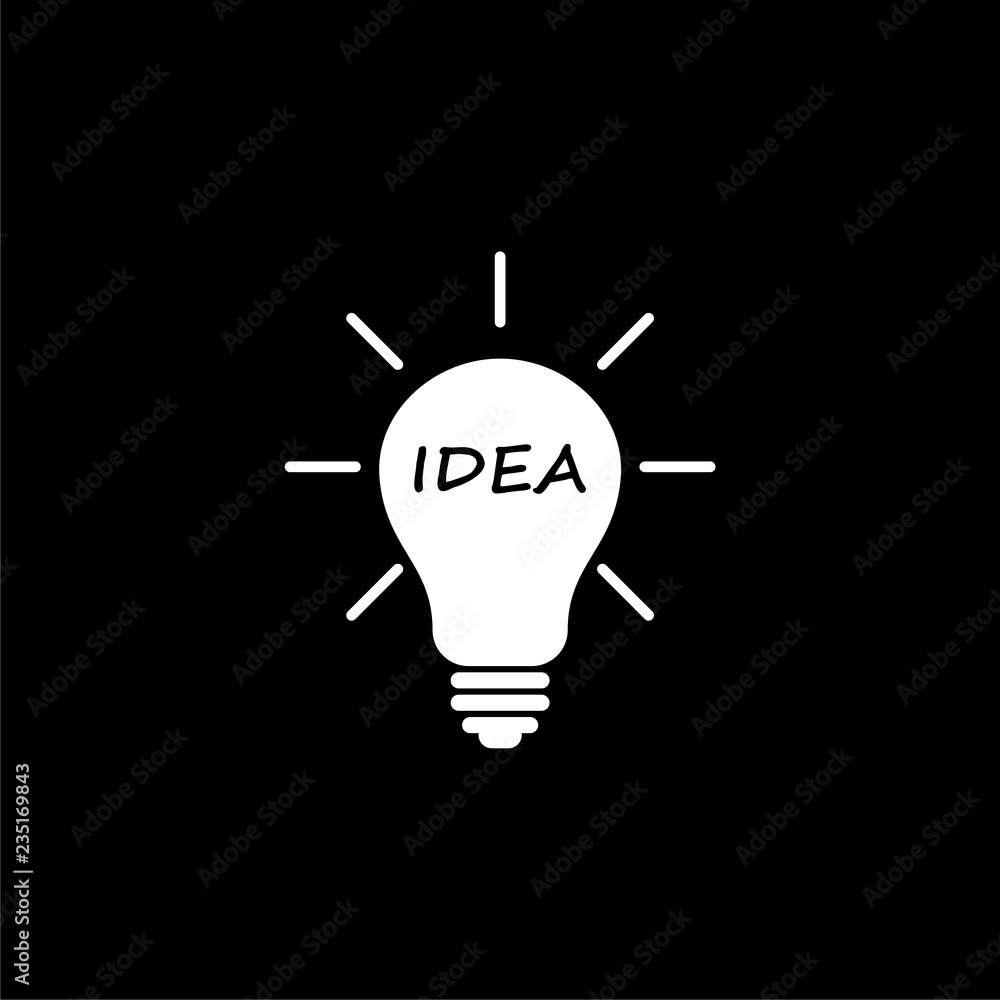 Light bulb, idea icon or logo on dark background Light bulb, idea icon or logo on dark background