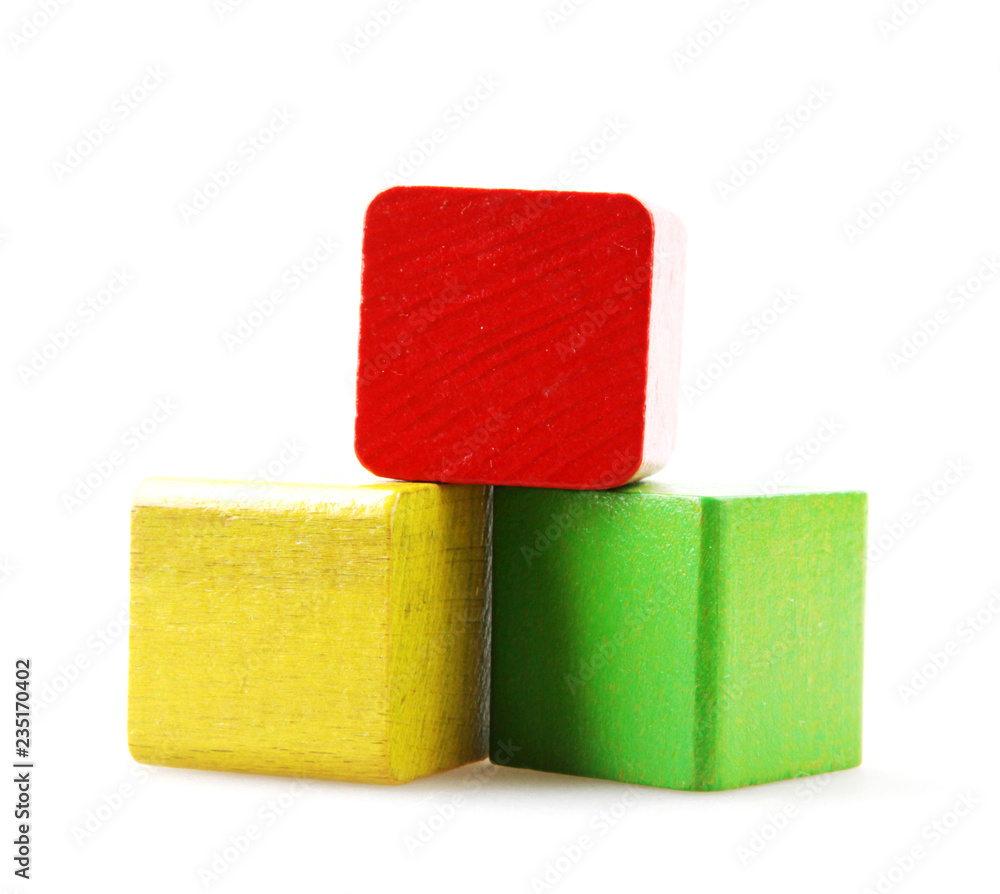Wooden Building Blocks Isolated On White Background Wooden Building Blocks Isolated On White Background