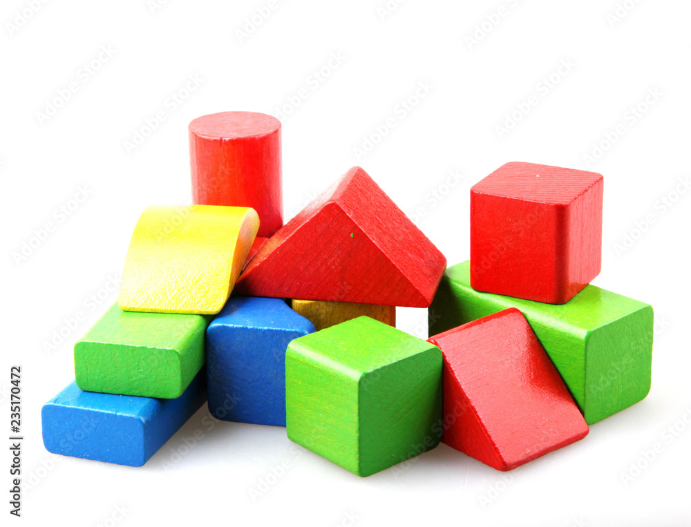 Wooden Building Blocks Isolated On White Background Wooden Building Blocks Isolated On White Background