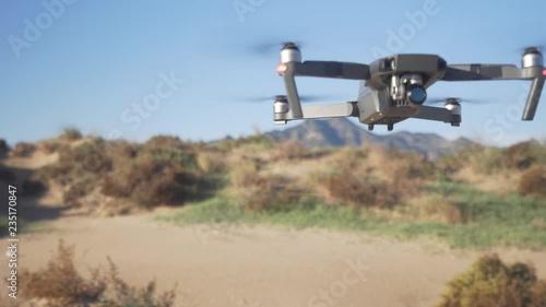 Drone flying in front of the camera