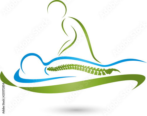 Zwei Personen, Massage, Orthopädie, Chiropraktiker, Logo