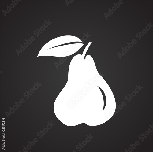 Pear on black background icon