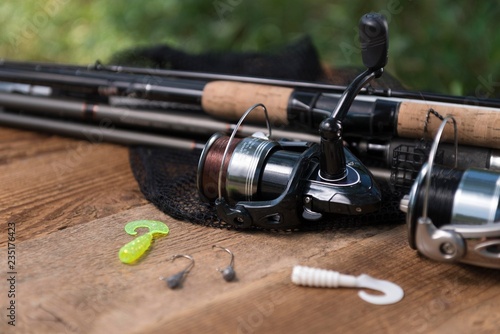 fishing rod. fishing reel. fishing tackle.