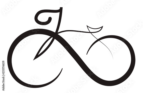 Infinity bike icon logo design element, eps 10 vector illustration with black silhouette isolated on white background. photo