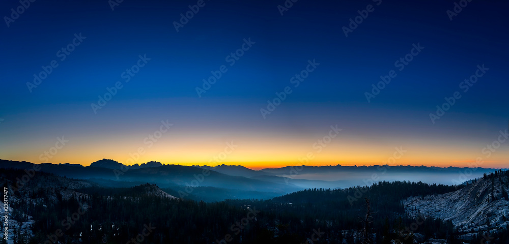 Cold Panoramic Sierra Nevada Dawn, CA