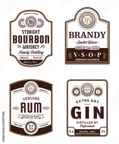 Alcoholic drinks vintage labels