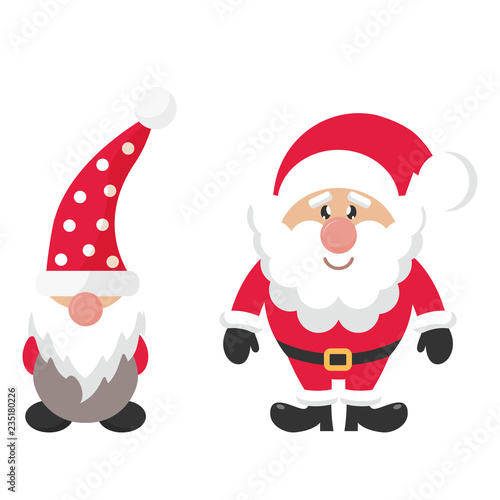 cartoon christmas dwarf and cartoon santa claus